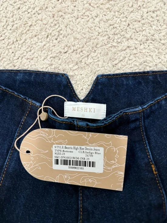 NWT Meshki Beatrix High Rise Wide Leg Denim Jeans - Size 23 - Picture 7 of 8
